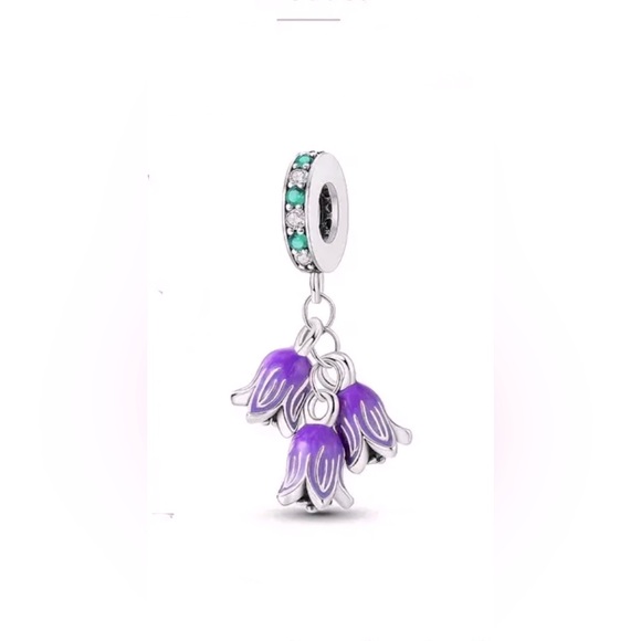 S925 SILVER FLORAL CHARM COMPATIBLE WITH PANDORA MOMENTS BRACELETS - Picture 1 of 6